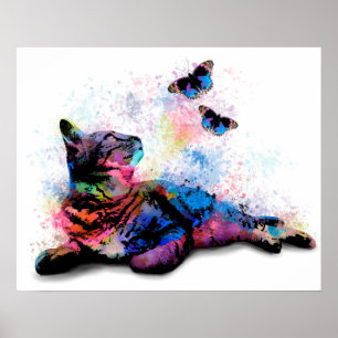 Cat 614-vlinder poster