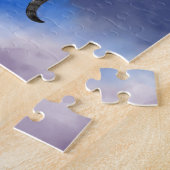 Cat 661 Funny cat op roze maan Legpuzzel (Zijkant)