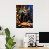 Cat Alchemist Fantasy Wizard Wall Art Poster (Bureau à domicile)