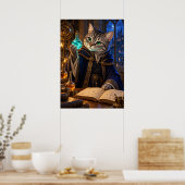 Cat Alchemist Fantasy Wizard Wall Art Poster (Cuisine)