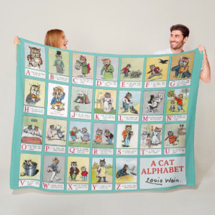 Cat Alphabet, Louis Wain Fleece Deken