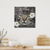 Cat Among Daisies Poster Print (Cuisine)