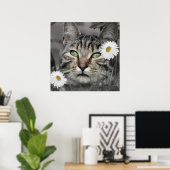 Cat Among Daisies Poster Print (Bureau à domicile)