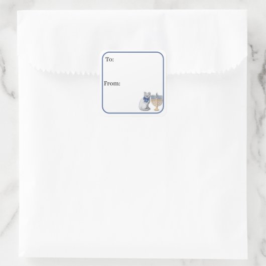 Cat and a Menorah Sticker (Sac)