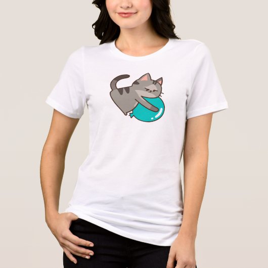 Cat and Balloon Tri-Blend Shirt (Voorkant)