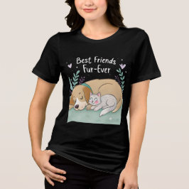Cat and dog best friends forever Tri-Blend shirt