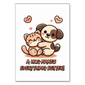 Cat and Dog Hug - Carte de table d'amitié adorable (Par défaut)