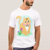 Cat and Flowers Mannen T-shirt (Voorkant)