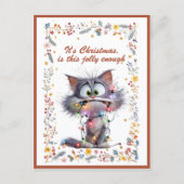 Cat and Lights It's Christmas Is This Jolly Enough Feestdagenkaart (Voorkant)