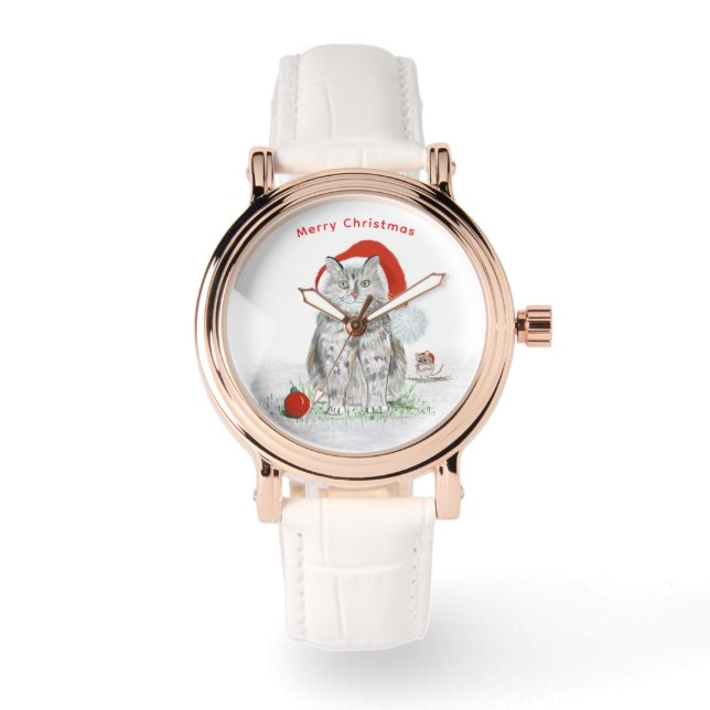 Cat and Mouse Christmas Horloge (Voorkant)