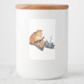 Cat and Mouse Playing Chess Cartoon Drawing Funny  Voedselcontainer Etiket (Voorkant)