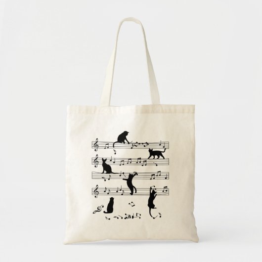 Cat and Music Lover Cft, Cat Pplay Note Music Tote Bag (Voorkant)