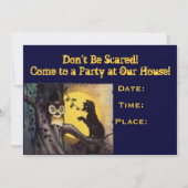 Cat and Owl  Halloween-feestuitnodiging Kaart (Achterkant)