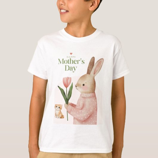 Cat and rabbit design t-shirt (Devant)