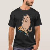 Cat and Skateboard Skateboarding Pepperoni Pizza B T-shirt (Voorkant)