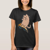 Cat and Skateboard Skateboarding Pepperoni Pizza B T-shirt (Voorkant)