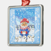 Cat and snowy owls, snow ornament (Links)