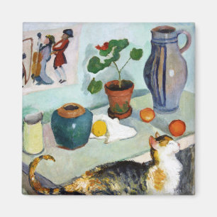 Cat and stillife, August Macke Magneet