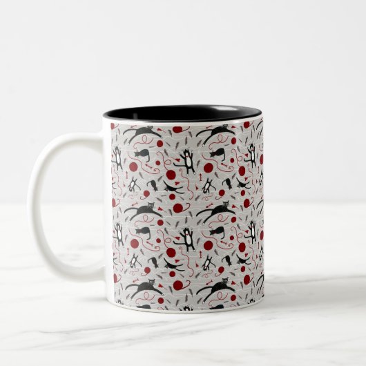 Cat and Yarn Two Tone Coffee Mug (Gauche)