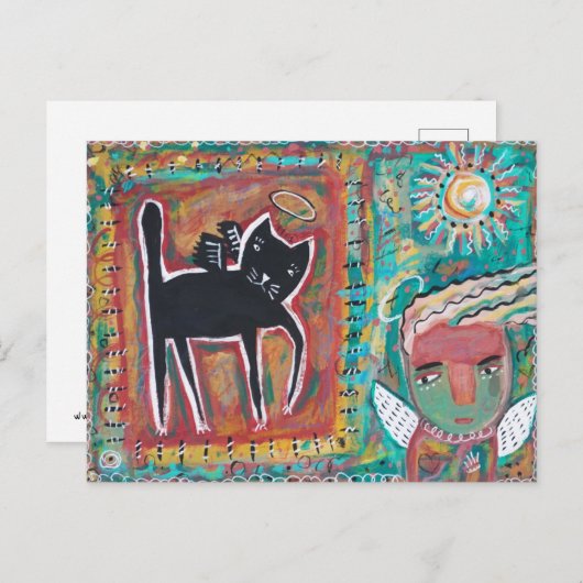 Cat Angel Briefkaart (Voorkant / Achterkant)