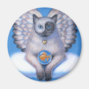 Cat Angel "Kat Yin Yang" Round Magnet Magneet