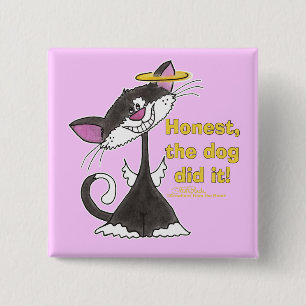 Cat Angel Vierkante Button 5,1 Cm