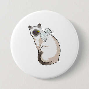Cat Angel wings Ronde Button 7,6 Cm