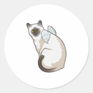 Cat Angel wings Ronde Sticker