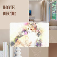 Cat Animal Floral Art Abstracte Canvas Print