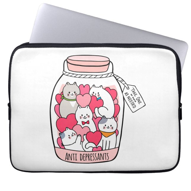 Cat Antidepressant Funny Cat Lover Gift Laptop Sleeve (Voorkant)
