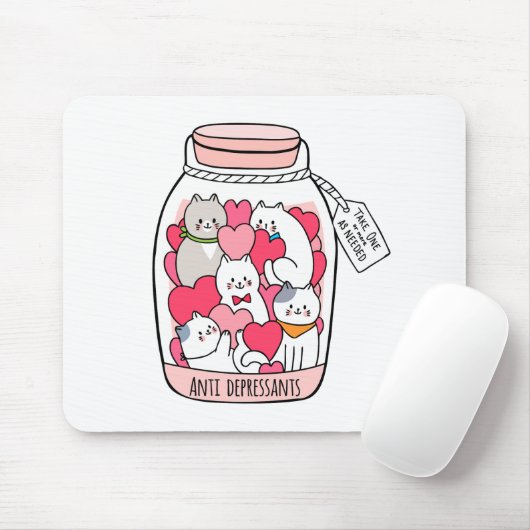 Cat Antidepressant Funny Cat Lover Gift Muismat (Met muis)