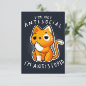Cat-antisociaal RSVP Kaartje (Staand voorkant)