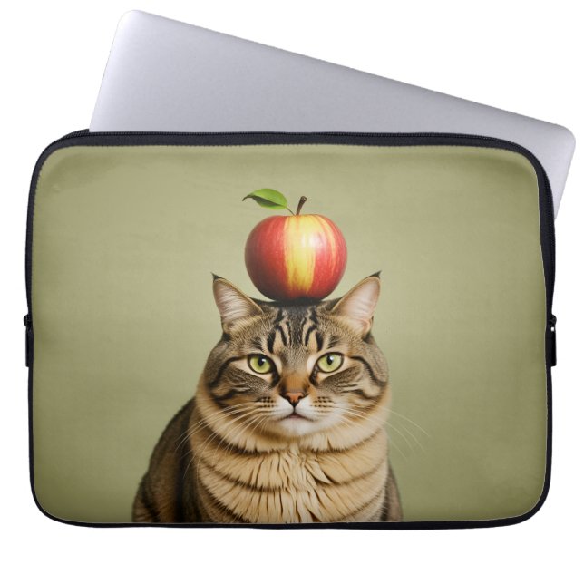 Cat Apple Laptop Sleeve (Voorkant)