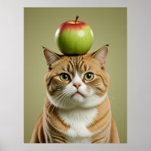 Cat Apple Poster