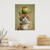 Cat Apple Poster (Keuken)