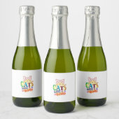 Cat Art Cats Bless Home Sparkling Wijnetiket (Flessen)