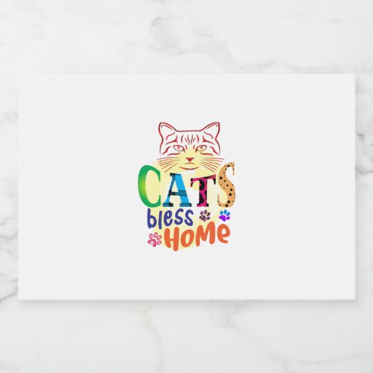 Cat Art Cats Bless Home Sparkling Wijnetiket (Enkel label)