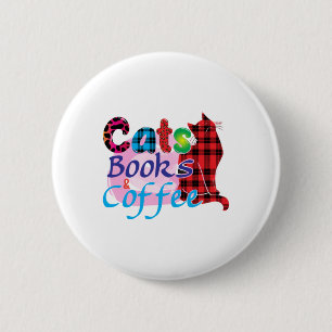 Cat Art Cats Books Coffee_2 Ronde Button 5,7 Cm