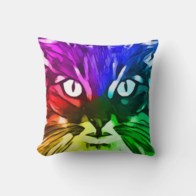 CAT ART COLORÉ COUSSIN ABSTRAIT (Recto)