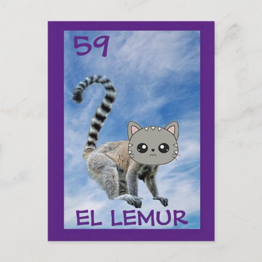 Cat Art, El Lemur, Postcard Briefkaart (Voorkant)