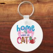 Cat Art Home is waar mijn kat is Sleutelhanger (Voorkant)