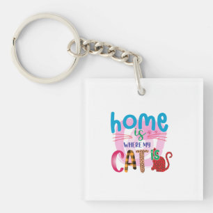 Cat Art Home is waar mijn kat is Sleutelhanger