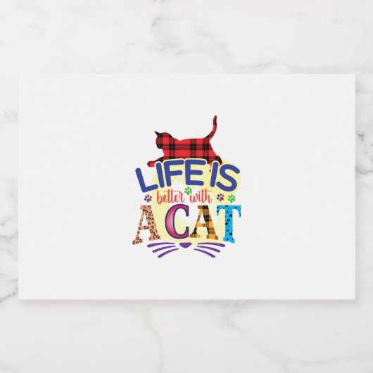 Cat Art Life Is Better With A Cat Sparkling Wijnetiket (Enkel label)
