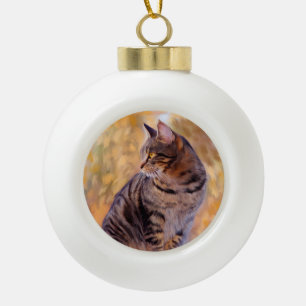 Cat Art Portrait Keramische Bal Ornament