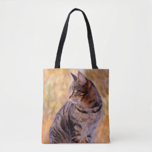 Cat Art Portrait Tote Bag