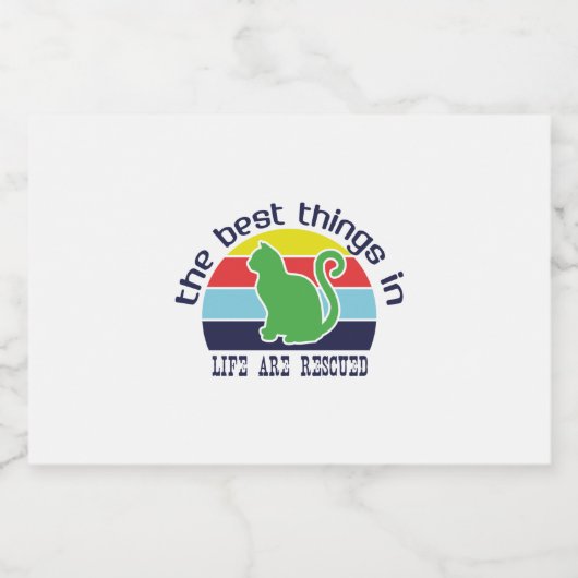 Cat Art The Best Thing In Life Sparkling Wijnetiket (Enkel label)