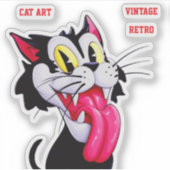 CAT ART VINTAGE RETRO STICKER (Voorkant)