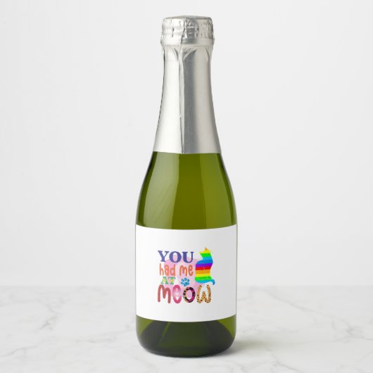 Cat Art You Had Me At Meow_2 Sparkling Wijnetiket (Voorkant)