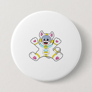 Cat as Astronaut in Costume Ronde Button 7,6 Cm