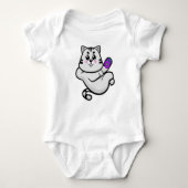 Cat as Bodybuilder with Dumbbell Romper (Voorkant)
